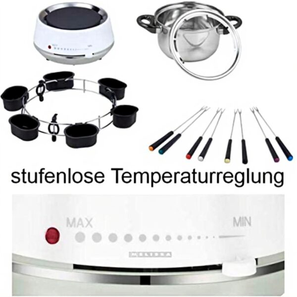MELISSA Elektrisches Fondue 8 Personen Edelstahl 2 Liter
