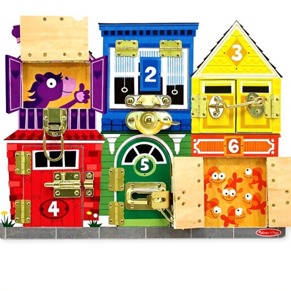 Motorikspielzeug Melissa Doug Holzspielbrett mit Schlössern