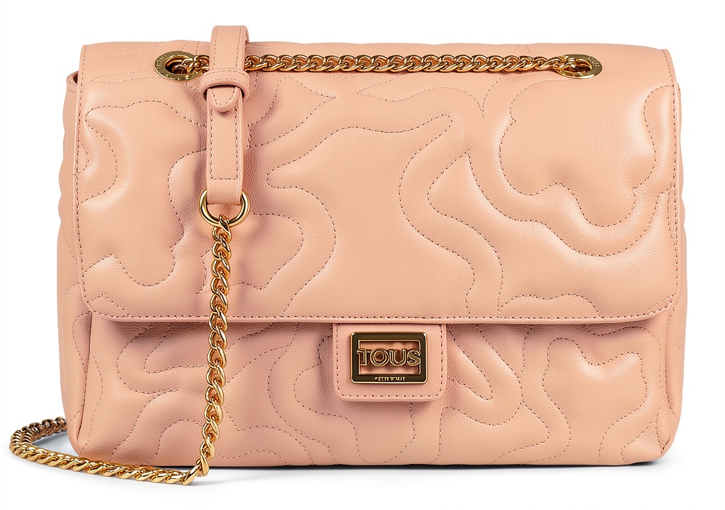 Tous Damen-Umhängetasche in beige auf einem Tisch