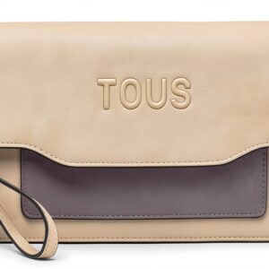 TOUS Clutch Damen Saffianleder Beige Grau Elegant-0