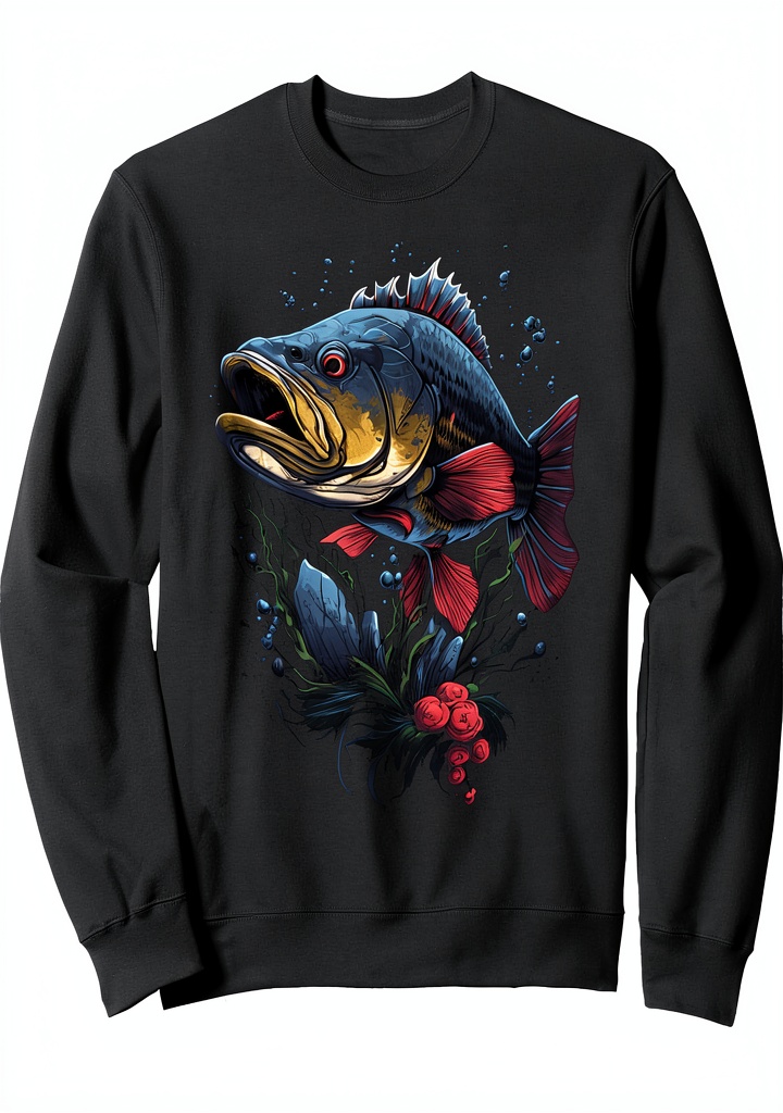 Barsch Angler Sweatshirt im praktischen Einsatz beim Angeln an einem Seeufer