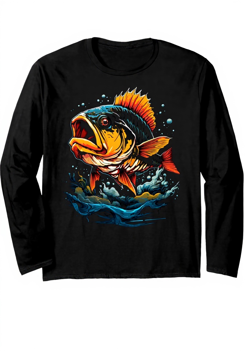 Barsch Angler Langarmshirt in klassischem Schnitt an einer Person im Freien