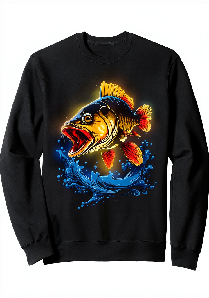 Barsch Fisch Angler Sweatshirt mit detailreichem Design auf einer Person