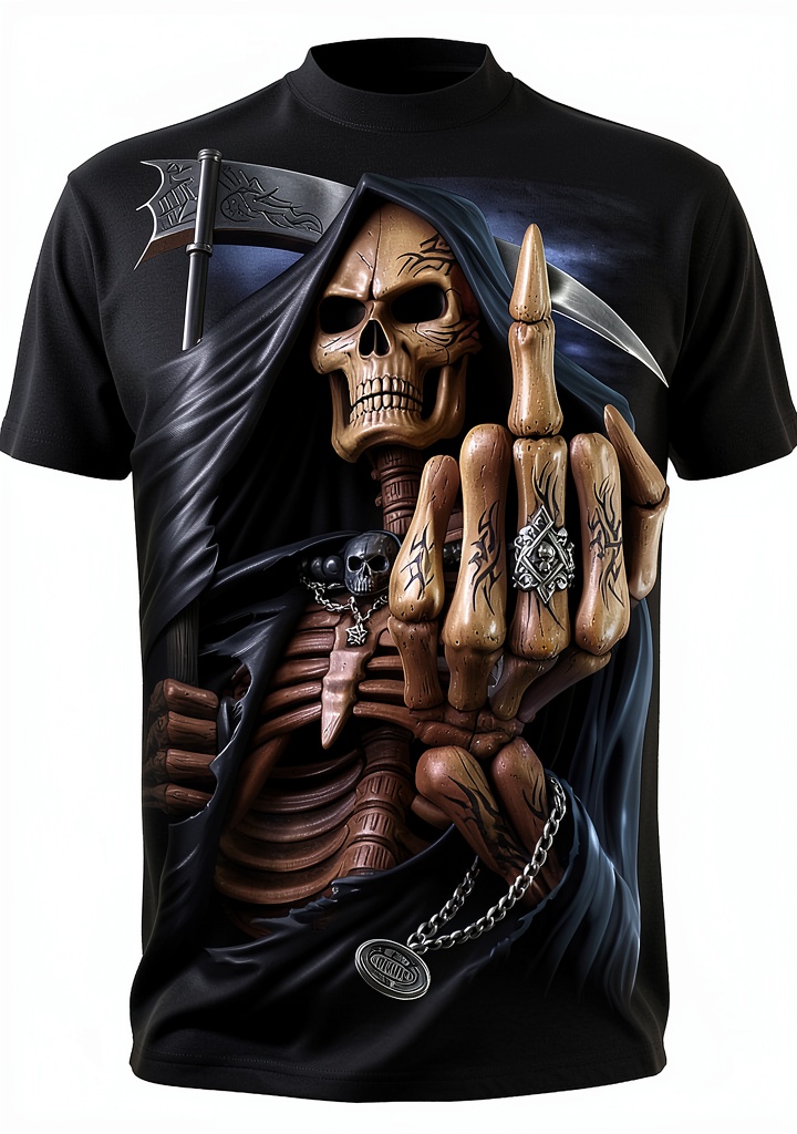 Bone Finger AGL T-Shirt in Schwarz auf einem neutralen Hintergrund