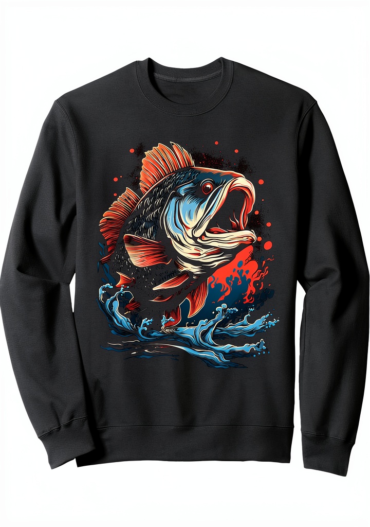 Barsch Angler Sweatshirt Aesthetic Streetwear Unisex Design displayed on a wooden dock with a fishing rod