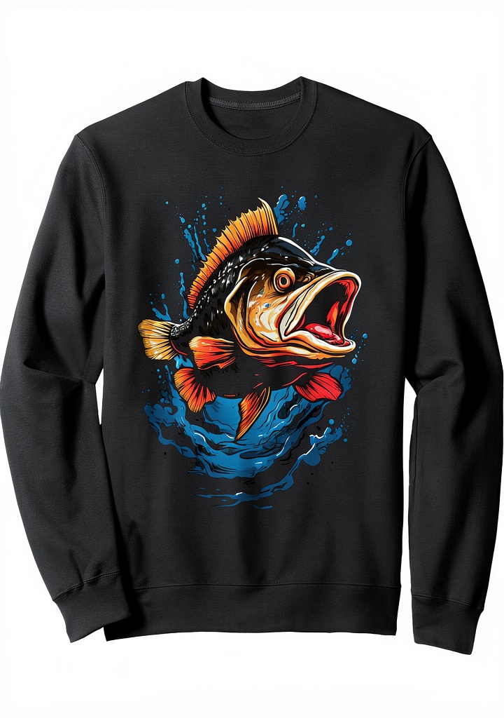 Barsch Sweatshirt Design auf einem Angler am See