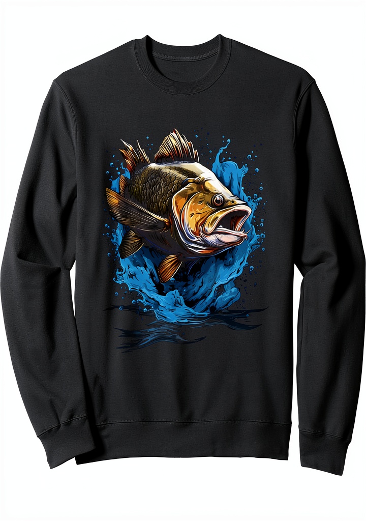 Barsch Angler Sweatshirt mit Design auf Vorder- und Rückseite