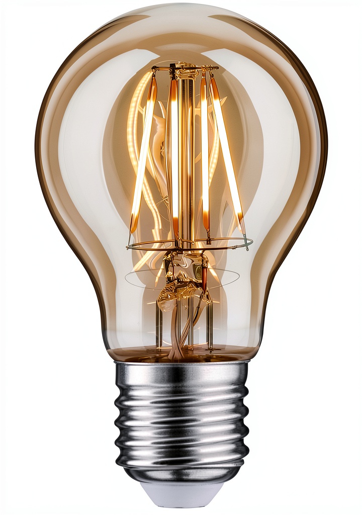 Paulmann LED Lampe Filament Goldlicht in einer Pendelleuchte über einem Esstisch