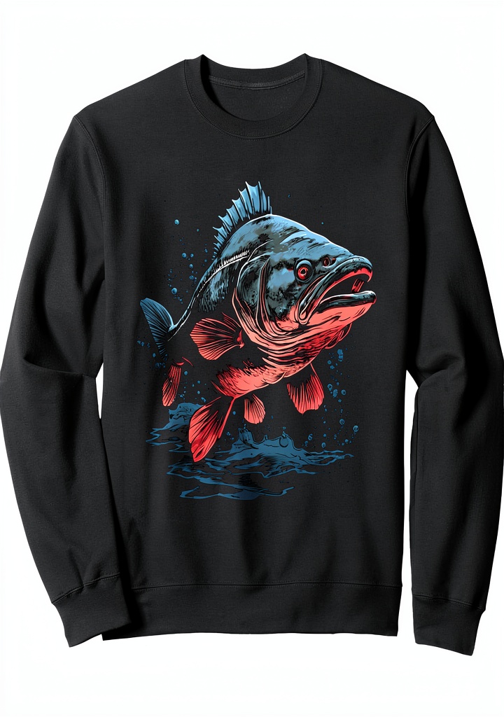 Barsch Fisch Angler Sweatshirt Frontansicht mit Design