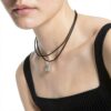 Leder Choker Damen TOUS Sterlingsilber Schmuck Halskette-6