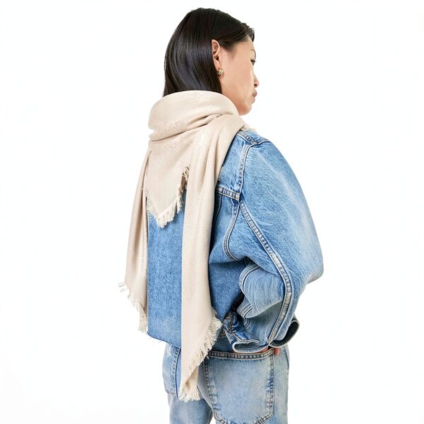 Jacquard Schal Tous Beige Quadratisch Modal Unisex-5