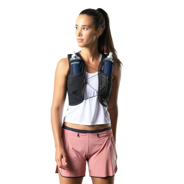 Salomon Laufweste Damen XS Schwarz Metall mit 2 500 ml Flaschen-5