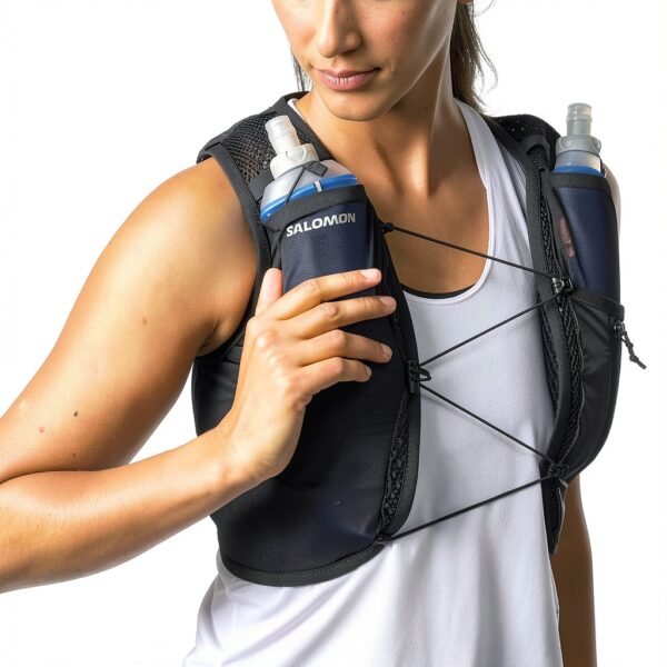Salomon Laufweste Damen XS Schwarz Metall mit 2 500 ml Flaschen-6