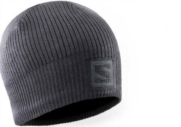 Salomon Logo Kappe Unisex Strickmütze leicht wärmend Navy Peony-1